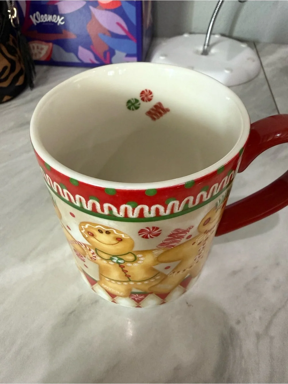 Holiday Harlequin brand - Festive Gingerbread Holiday Mug - Red & Cream
